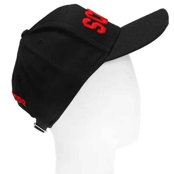 Mũ Dsquared2 Black Embroidered Lettering Baseball Cap Màu Đen Đỏ