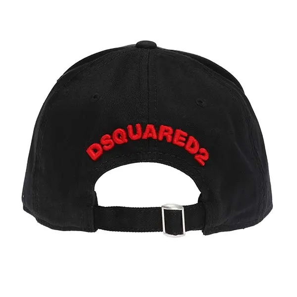 Mũ Dsquared2 Black Embroidered Lettering Baseball Cap Màu Đen Đỏ
