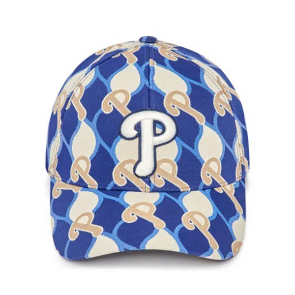Mũ MLB Argyle Monogram Structured Ball Cap Philadelpia 3ACPM063N-10NYL Màu Xanh Be