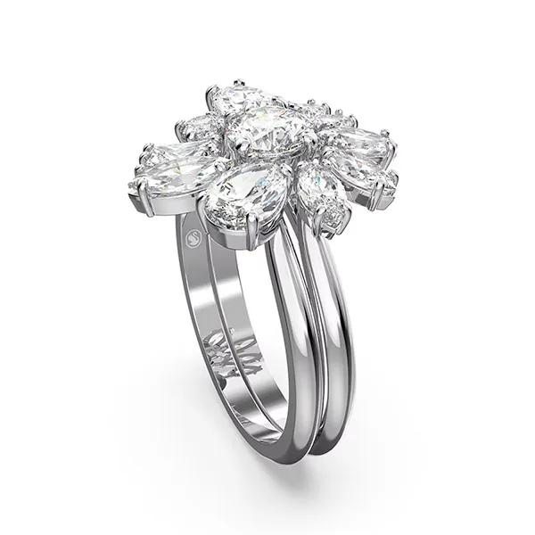 Nhẫn Swarovski Gema Cocktail Ring Mixed Cuts, Flower, White, Rhodium Plated 5644660 Màu Bạc Size 52