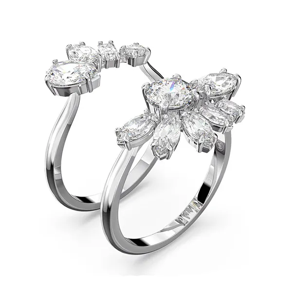 Nhẫn Swarovski Gema Cocktail Ring Mixed Cuts, Flower, White, Rhodium Plated 5644660 Màu Bạc Size 52