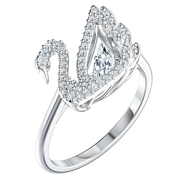 Nhẫn Swarovski Rings Dancing Swan Màu Bạc Size 50