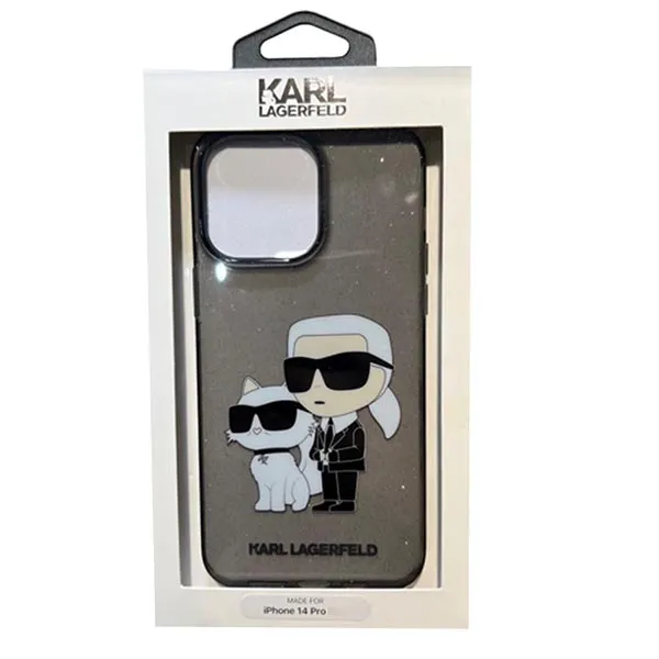 Ốp Điên Thoại Karl Lagerfeld ML Glitter Karl And Choupett iphone 14 Pro Màu Xám