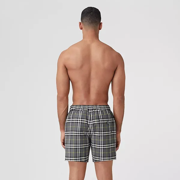 Quần Shorts Burberry Check Drawcord Swim Màu Xám