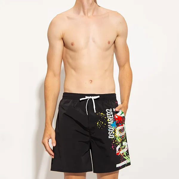 Quần Shorts Dsquared2 Icon Paint-Splatter Swim Màu Đen - Thời trang - Vua Hàng Hiệu