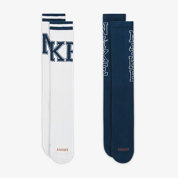 Set 2 Đôi Tất Nike Everyday Plus Cushion Crew Training Socks DQ7698-903 Màu Trắng - Xanh Navy - Thời trang - Vua Hàng Hiệu