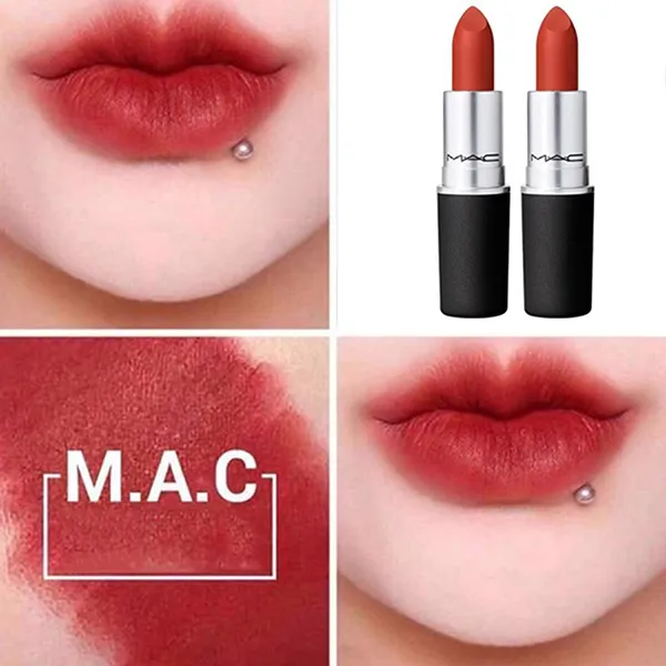 Set Son MAC Travel Exclusive Powder Kiss Lipstick x 2 (Devoted To Chili) Màu Đỏ Gạch