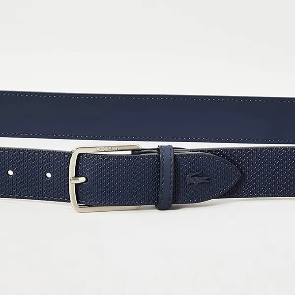 Thắt Lưng Lacoste Official Matte Buckle Pique Embossed Leather Belt RC4005 Màu Xanh Navy Size 110 - Thắt lưng - Vua Hàng Hiệu