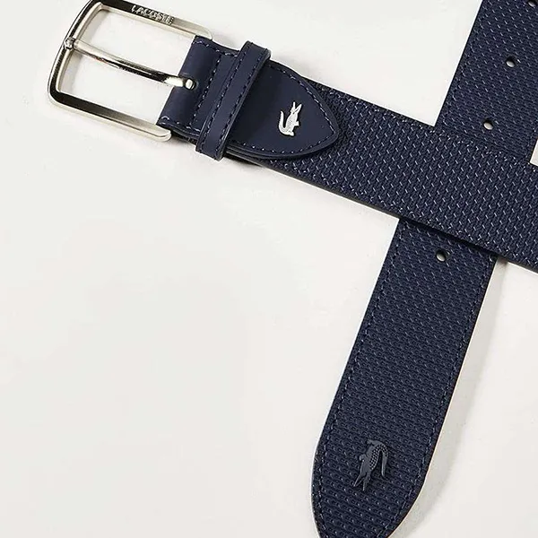 Thắt Lưng Lacoste Official Matte Buckle Pique Embossed Leather Belt RC4005 Màu Xanh Navy Size 110 - Thắt lưng - Vua Hàng Hiệu