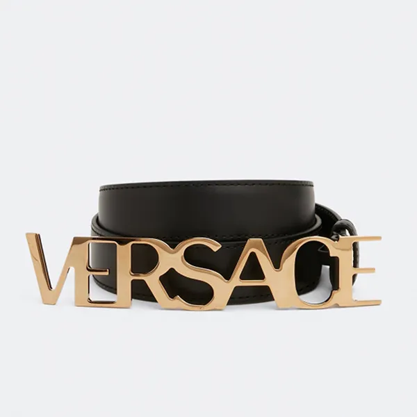 Thắt Lưng Versace Logo Belt Black Leather Bản 3cm Màu Đen Size 75 - 3