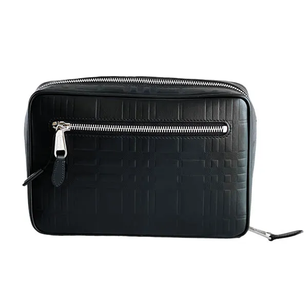Túi Cầm Tay Burberry Clutch Leather Zip Pouch Màu Đen