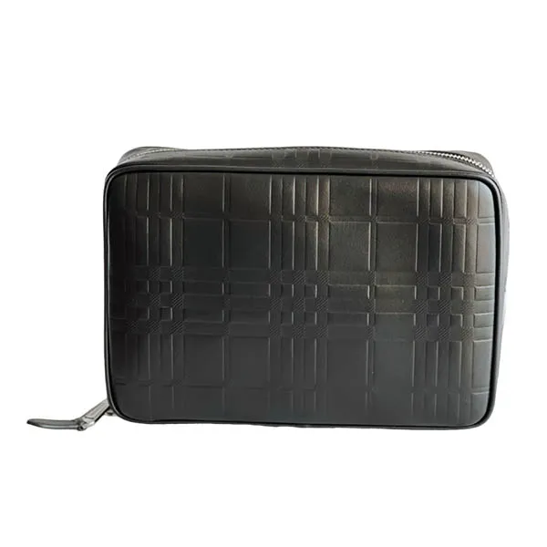 Túi Cầm Tay Burberry Clutch Leather Zip Pouch Màu Đen