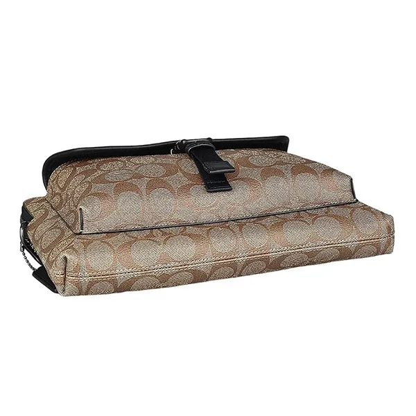 Túi Cầm Tay Nam Coach Men 2811 Signature Ranger Pouch Tan Màu Nâu Đen - Túi xách - Vua Hàng Hiệu