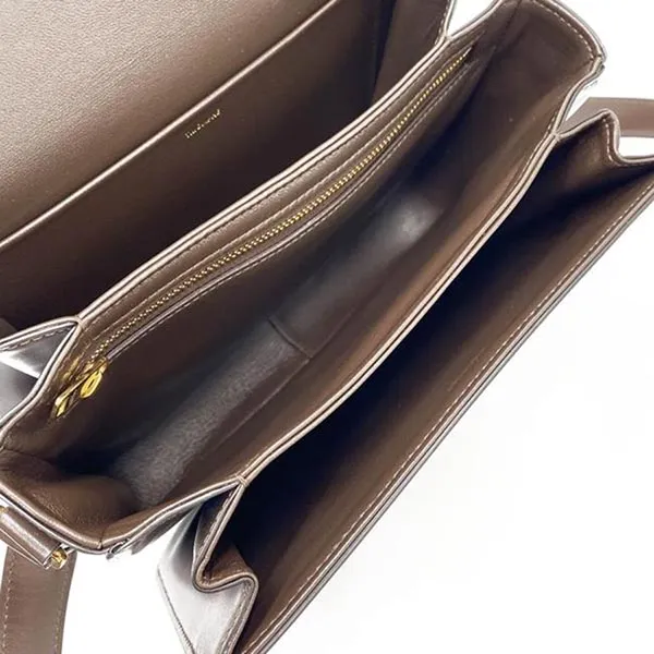 Túi Đeo Chéo Celine Medium Triomphe In Colour Ecorce Brown Leather Shoulder Bag Màu Nâu Đậm
