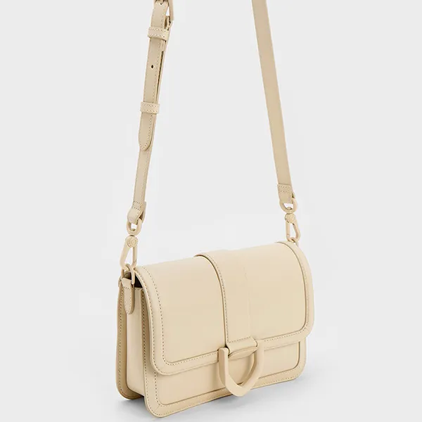 Túi Đeo Chéo Charles & Keith CNK Gabine Leather Crossbody Bag Chalk 80840528 Màu Kem