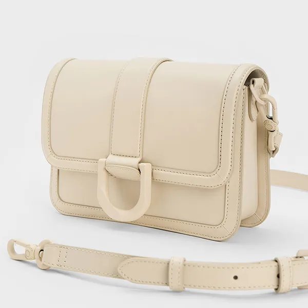Túi Đeo Chéo Charles & Keith CNK Gabine Leather Crossbody Bag Chalk 80840528 Màu Kem