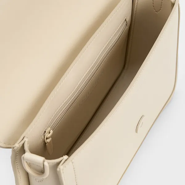 Túi Đeo Chéo Charles & Keith CNK Gabine Leather Crossbody Bag Chalk 80840528 Màu Kem