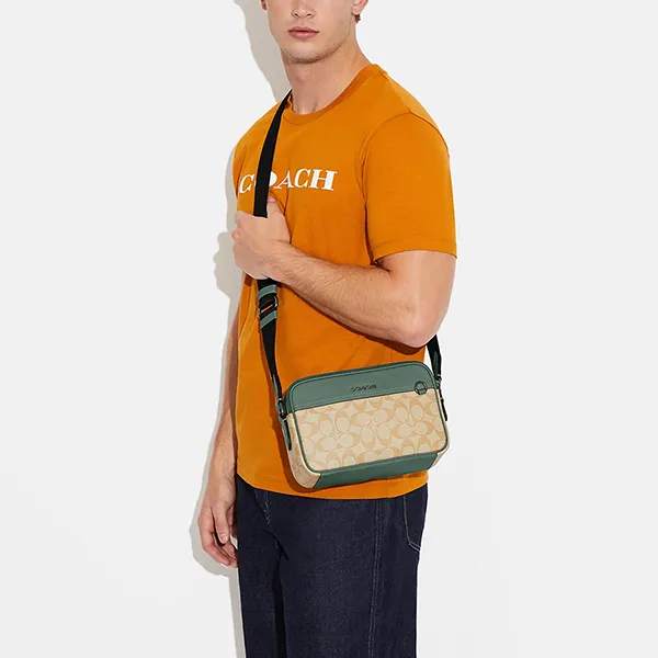 Túi Đeo Chéo Coach Graham Crossbody In Colorblock Signature Canvas CH062 Màu Be Phối Xanh - Túi xách - Vua Hàng Hiệu
