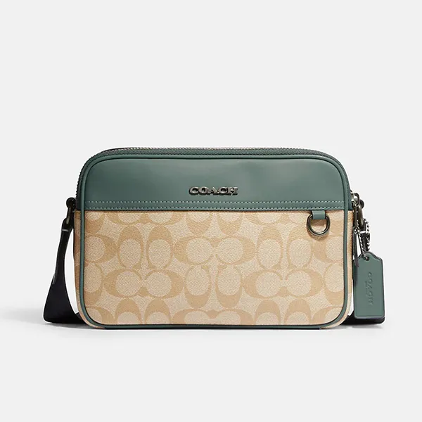 Túi Đeo Chéo Coach Graham Crossbody In Colorblock Signature Canvas CH062 Màu Be Phối Xanh - Túi xách - Vua Hàng Hiệu