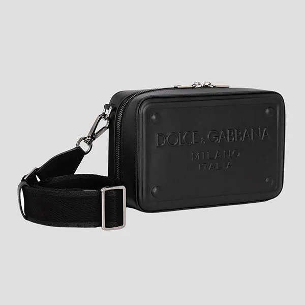 Túi Đeo Chéo Dolce & Gabbana D&G Black Embossed Logo Leather Crossbody BM7329 AG218 80999 Màu Đen