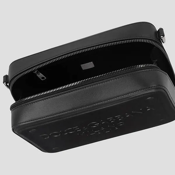 Túi Đeo Chéo Dolce & Gabbana D&G Black Embossed Logo Leather Crossbody BM7329 AG218 80999 Màu Đen