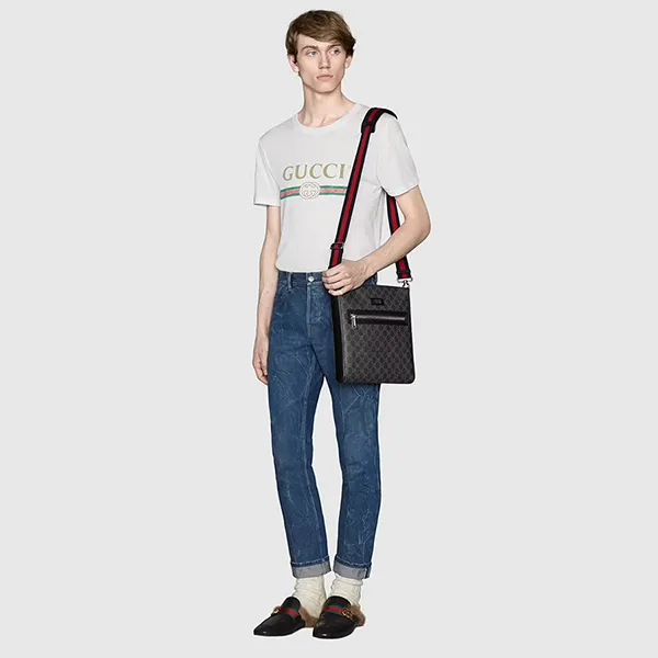 Túi Đeo Chéo Gucci GG Supreme Messenger Bag 474137 K5RLN 1095 Màu Đen - Túi xách - Vua Hàng Hiệu