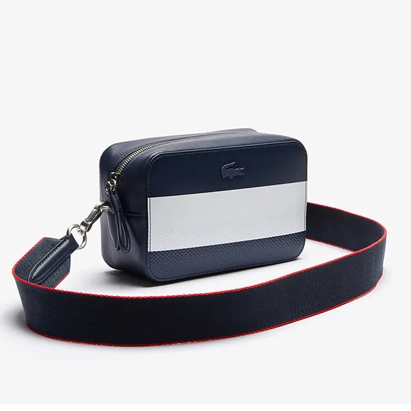 Túi Đeo Chéo Lacoste Chantaco Colorblock Piqué Leather Shoulder Bag NF3394AP Màu Xanh Trắng