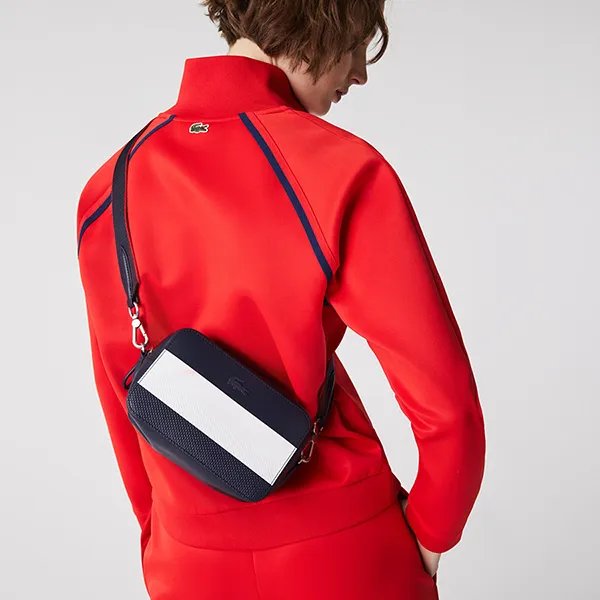 Túi Đeo Chéo Lacoste Chantaco Colorblock Piqué Leather Shoulder Bag NF3394AP Màu Xanh Trắng