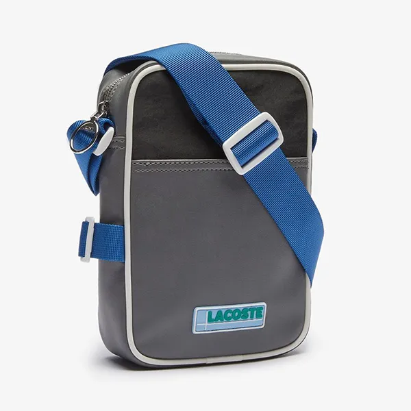 Túi Đeo Chéo Lacoste Men's LCST Colourblocked Coated Canvas Vertical Camera Bag NH3302LV Màu Xám