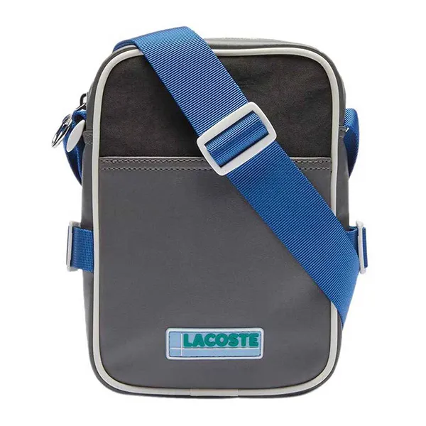 Túi Đeo Chéo Lacoste Men's LCST Colourblocked Coated Canvas Vertical Camera Bag NH3302LV Màu Xám