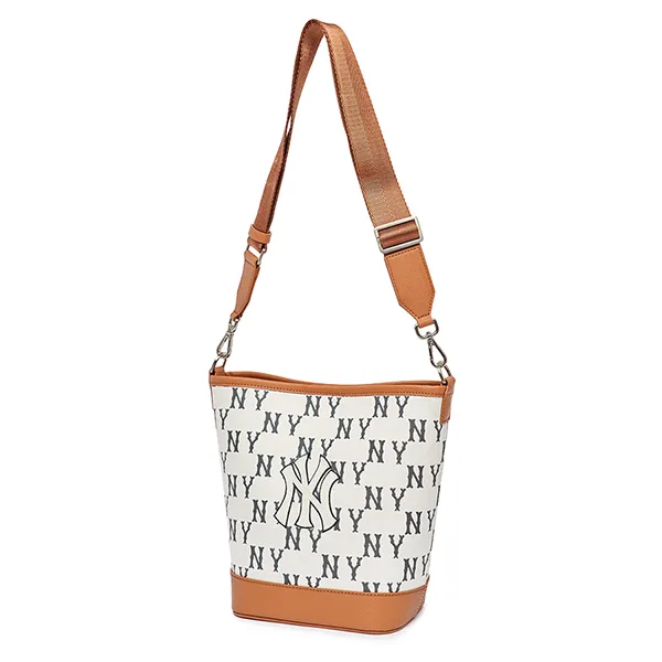 Túi Đeo Chéo Nữ MLB Big Classic Monogram Jacquard New Bucket Bag New York Yankees 3ABML023N-50CRS Màu Trắng Nâu