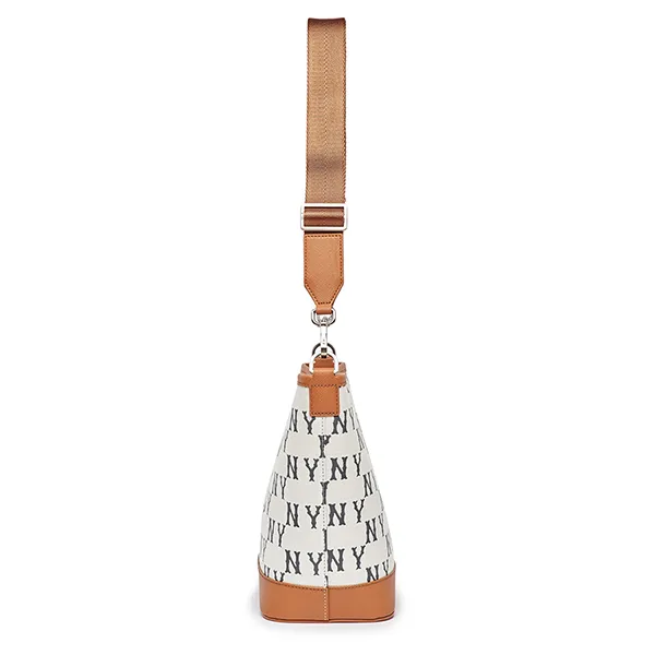 Túi Đeo Chéo Nữ MLB Big Classic Monogram Jacquard New Bucket Bag New York Yankees 3ABML023N-50CRS Màu Trắng Nâu