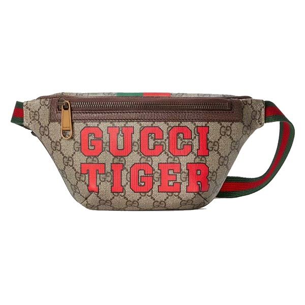 Túi Đeo Hông Gucci Tiger GG Belt Bag Beige And Red Leather Phối Màu - 1