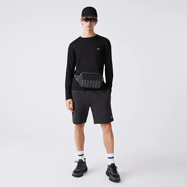 Túi Đeo Hông Lacoste Men's The Blend Monogram Print Bag Màu Đen
