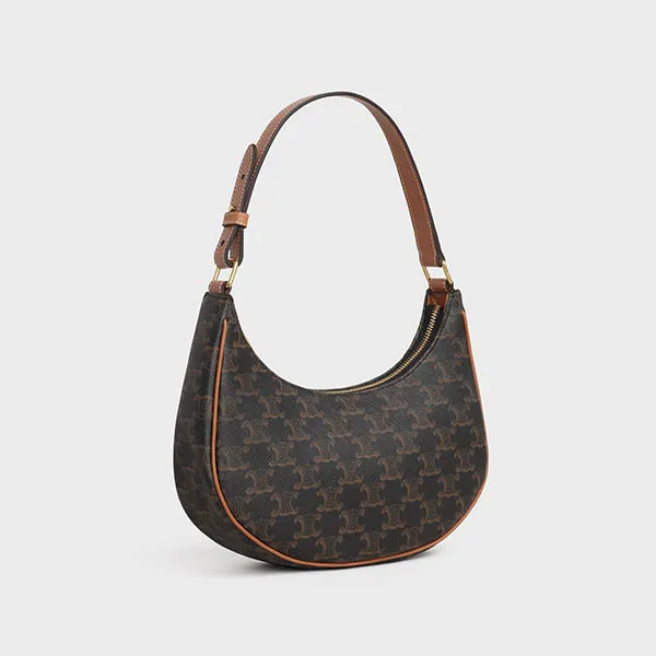 Túi Đeo Vai Celine Ava Bag In Triomphe Canvas And Calfskin Tan Màu Đen Nâu