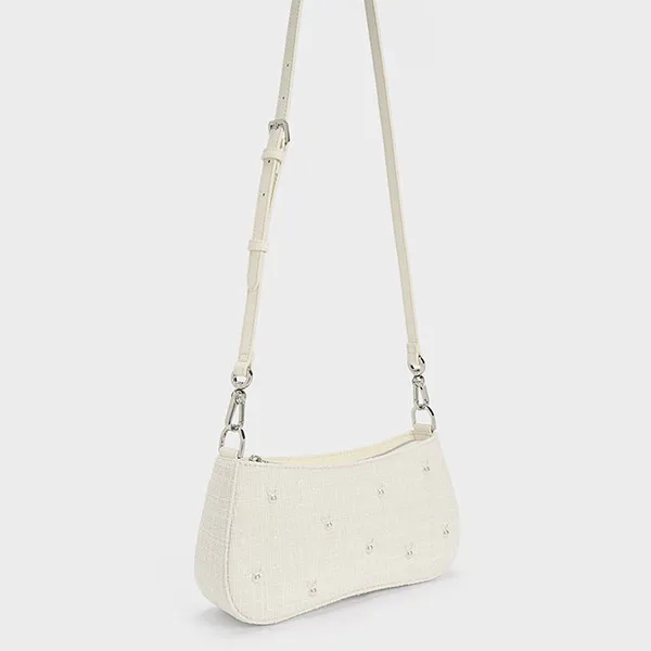 Túi Đeo Vai Charles & Keith CNK Bunny Tweed Shoulder Bag 20671486 Màu Trắng