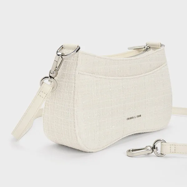 Túi Đeo Vai Charles & Keith CNK Bunny Tweed Shoulder Bag 20671486 Màu Trắng