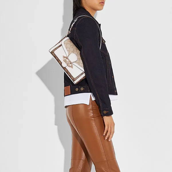 Túi Đeo Vai Coach Jade Shoulder Bag In Blocked Signature Canvas 2723 Phối Màu