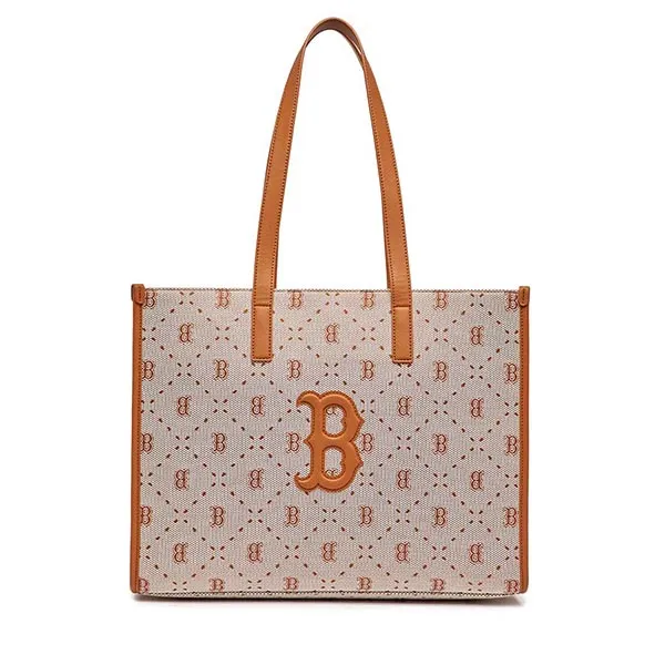 Túi Tote MLB Big Diamond Monogram Jacquard Boston Red Sox 3AORL013N-43BRS Màu Nâu - Túi xách - Vua Hàng Hiệu