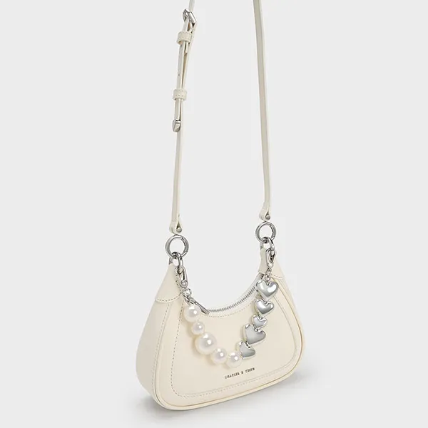 Túi Xách Nữ Charles & Keith CNK Mini Hobo Bag 80782142 Màu Trắng Kem