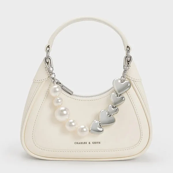 Túi Xách Nữ Charles & Keith CNK Mini Hobo Bag 80782142 Màu Trắng Kem