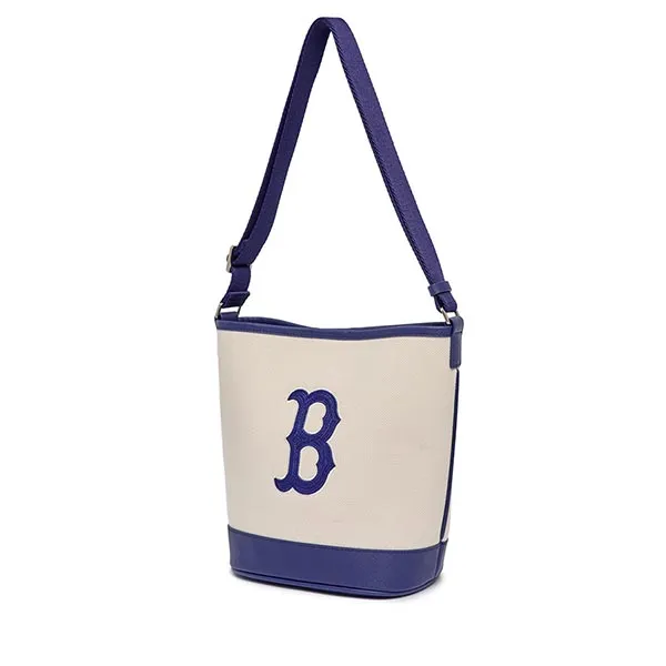 Túi Xách MLB Bucket Canvas Logo Boston Red Sox 3ABMS072N-43CRS Màu Kem Xanh