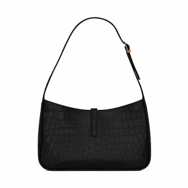Túi Xách Nữ Yves Saint Laurent YSL Le 5 À 7 Hobo Bag In Croccodile-Embossed Shiny Leather Màu Đen - Túi xách - Vua Hàng Hiệu