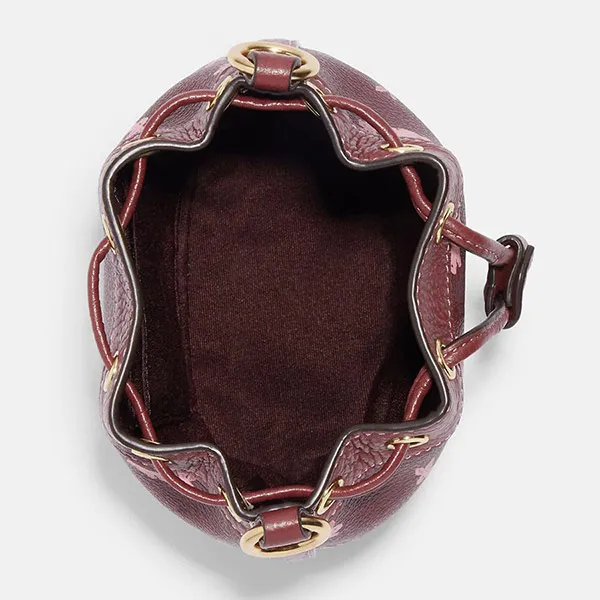 Túi Xách Tay Coach Lunar New Year Mini Dempsey Bucket Bag With Rabbit Print CF524 Màu Đỏ Nâu