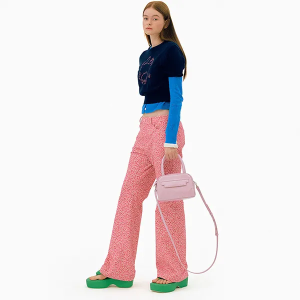 Túi Xách Tay Find Kapoor Marty Laura Bag 21 Crinkled Purple Pink Màu Hồng