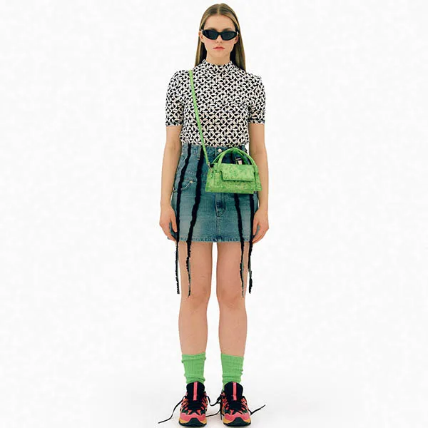 Túi Xách Tay Find Kapoor Marty Wedge Bag 22 Crinkled Cracked Màu Xanh Green