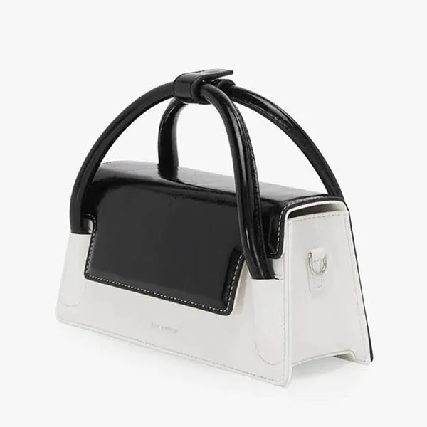 Túi Xách Tay Find Kapoor Marty Wedge Bag 22 Crinkled White Black Màu Đen Trắng - Túi xách - Vua Hàng Hiệu