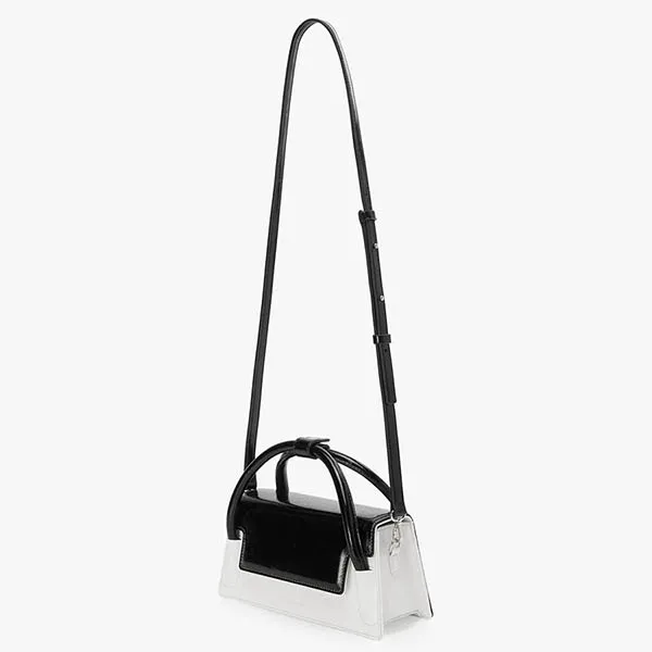 Túi Xách Tay Find Kapoor Marty Wedge Bag 22 Crinkled White Black Màu Đen Trắng - Túi xách - Vua Hàng Hiệu