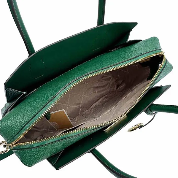 Túi Xách Tay Michael Kors MK Mercer Top Zip Satchel Belted Medium 35F2GM9S8L Màu Xanh Green