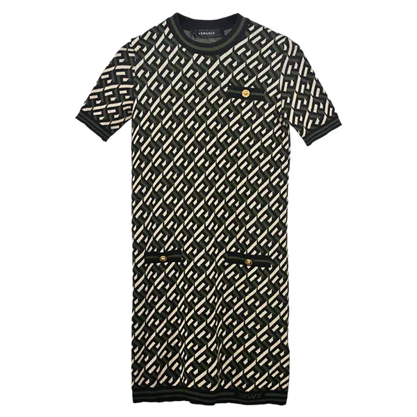 Váy Versace Monogram Cotton Wool Green 1008137 1A05826 5B150 Màu Xanh Đen